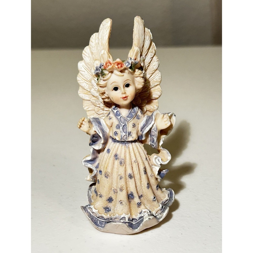 Heavenly Helpers Twilight Blue & Ivory Angel Figurine 4"Hx2"Wx2"L  NO BOX